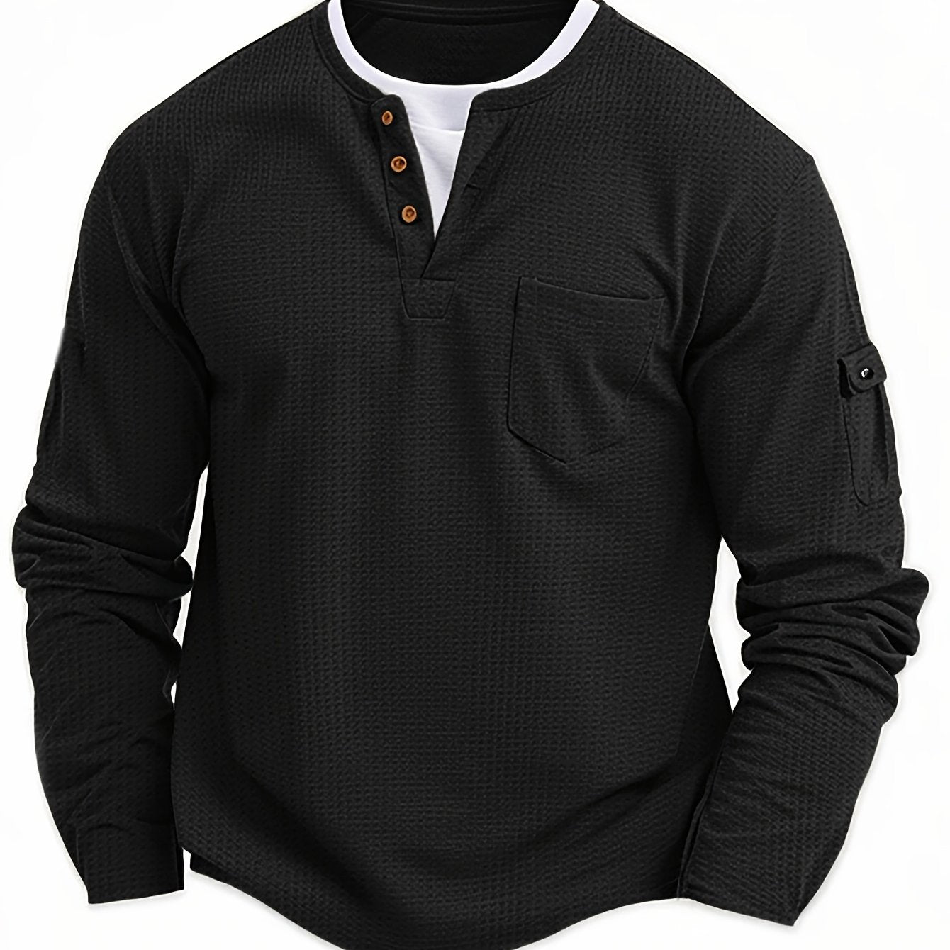 Men'S New Spring And Autumn Casual Fashion Sports Long-Sleeve Top with a Simple Two-Piece Design, Featuring Buttons And Pockets.