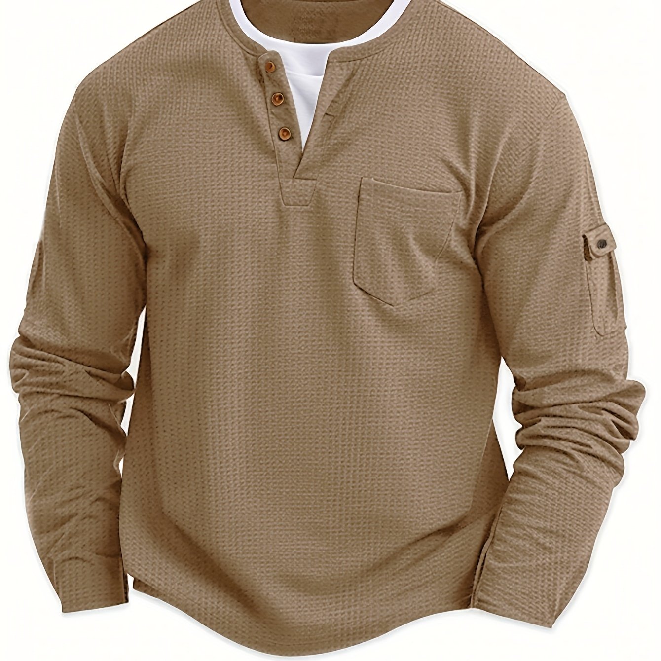 Men'S New Spring And Autumn Casual Fashion Sports Long-Sleeve Top with a Simple Two-Piece Design, Featuring Buttons And Pockets.