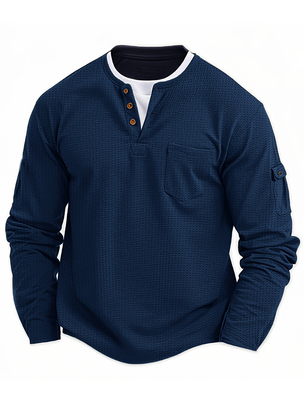 Men'S New Spring And Autumn Casual Fashion Sports Long-Sleeve Top with a Simple Two-Piece Design, Featuring Buttons And Pockets.