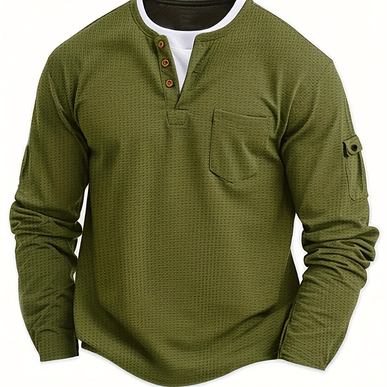 Men'S New Spring And Autumn Casual Fashion Sports Long-Sleeve Top with a Simple Two-Piece Design, Featuring Buttons And Pockets.