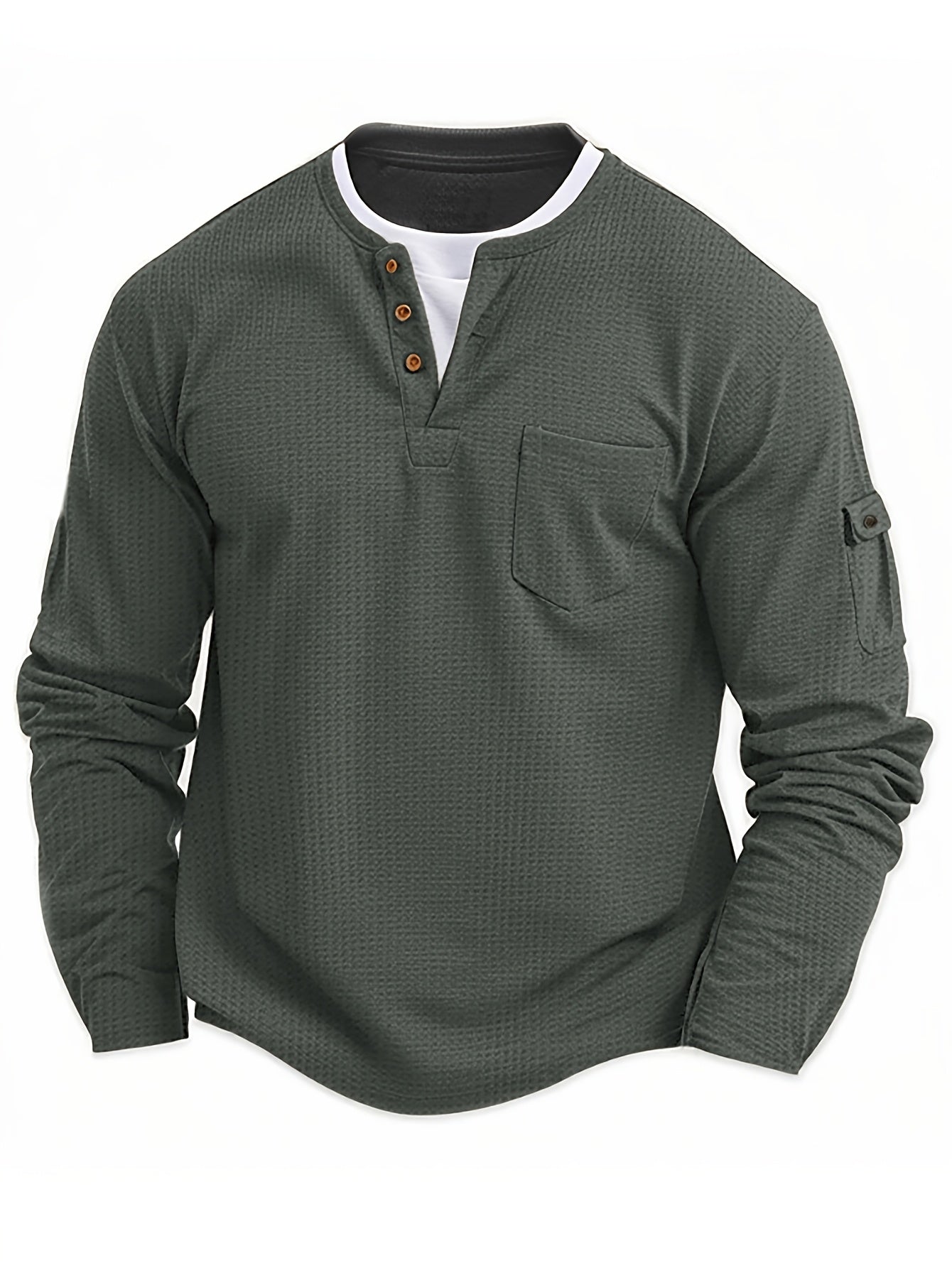 Men'S New Spring And Autumn Casual Fashion Sports Long-Sleeve Top with a Simple Two-Piece Design, Featuring Buttons And Pockets.