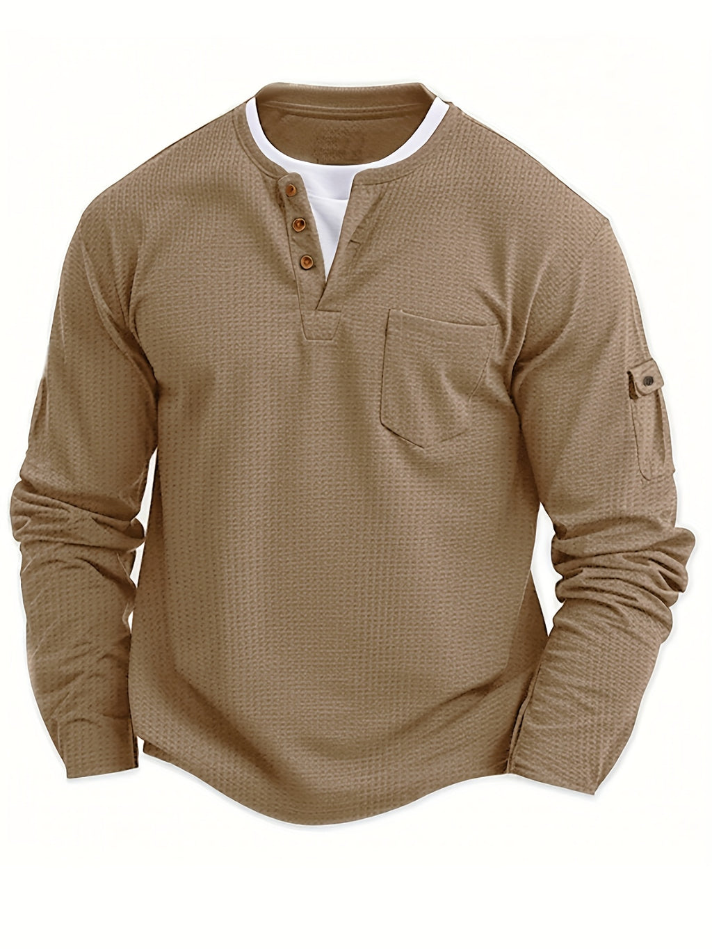 Men'S New Spring And Autumn Casual Fashion Sports Long-Sleeve Top with a Simple Two-Piece Design, Featuring Buttons And Pockets.