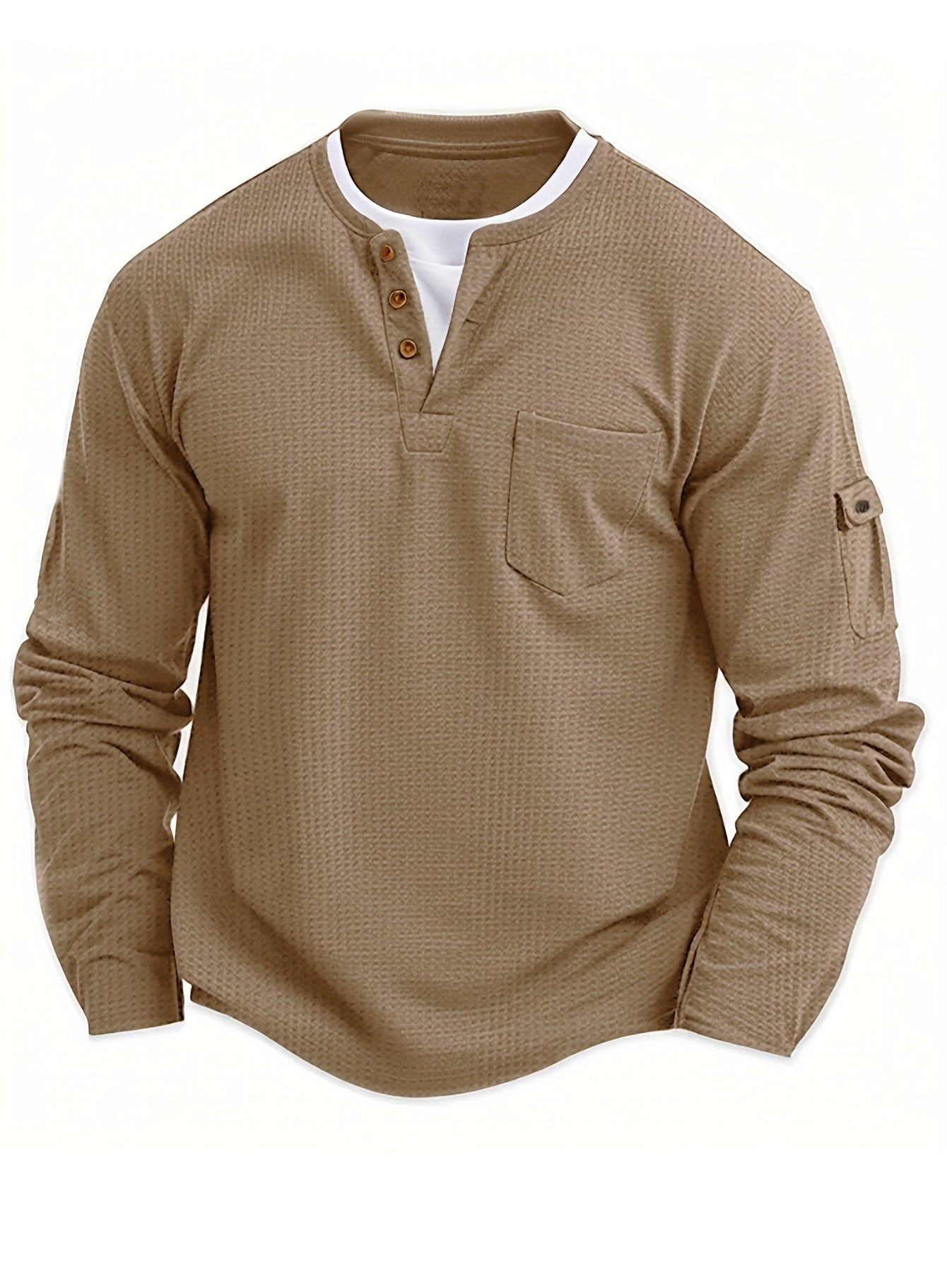 Men'S New Spring And Autumn Casual Fashion Sports Long-Sleeve Top with a Simple Two-Piece Design, Featuring Buttons And Pockets.