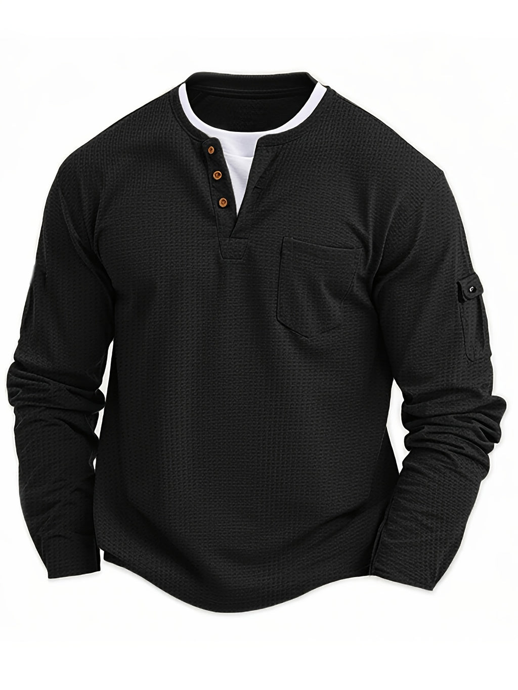 Men'S New Spring And Autumn Casual Fashion Sports Long-Sleeve Top with a Simple Two-Piece Design, Featuring Buttons And Pockets.