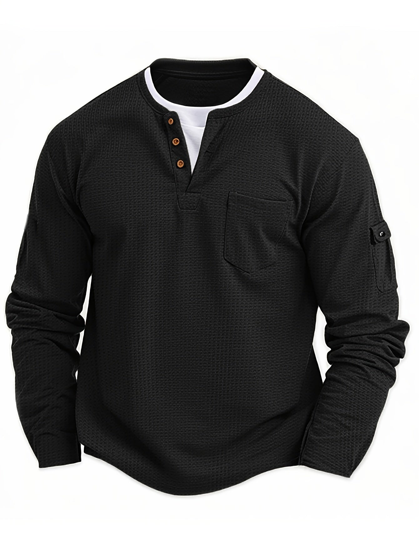 Men'S New Spring And Autumn Casual Fashion Sports Long-Sleeve Top with a Simple Two-Piece Design, Featuring Buttons And Pockets.